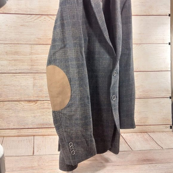 Joseph Abboud Men 100% Wool Blazer 2 Button Jacket Brown Sport Coat Elbow Patch - Picture 9 of 14